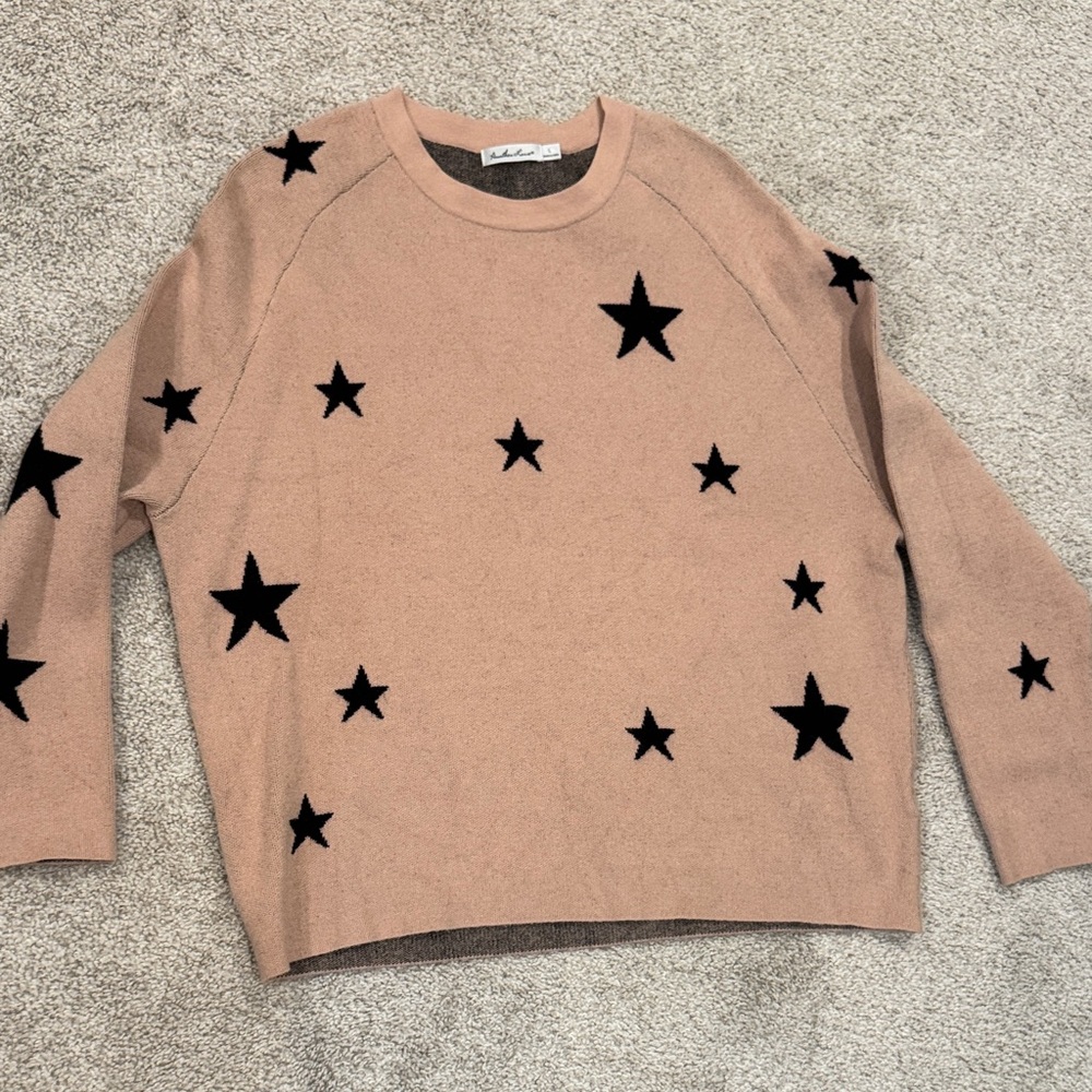 Tan Sweater with Black Star Pattern